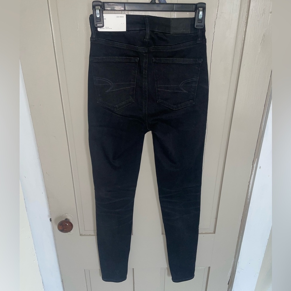 American Eagle Outfitters High Rise Skinny Stretchy Black Jeans Gothic Punk NWT - Picture 11 of 11